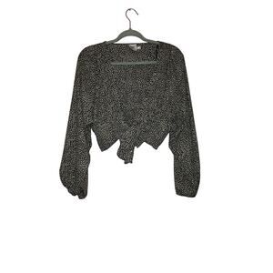 Princess Polly animal print tie front black and white size 4